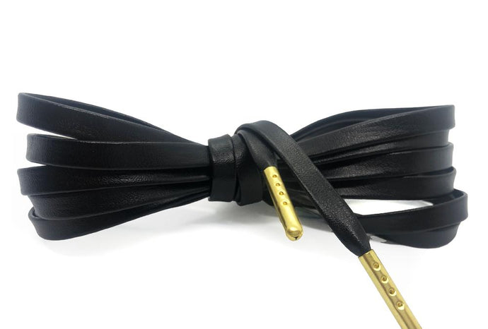 Leather Laces I Black with gold Aglets by One-Up