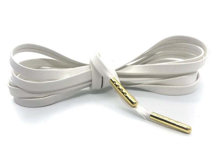 Leather Laces I White with gold Aglets by One-Up