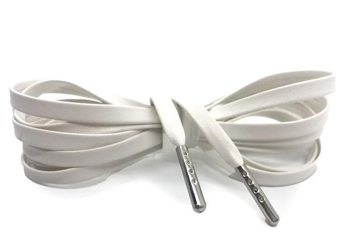 Leather Laces I White with silver Aglets by One-Up